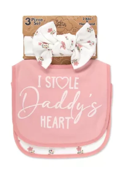 Baby Girls I Stole Daddy's Heart Bib Set