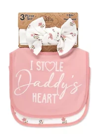 Baby Girls I Stole Daddy's Heart Bib Set
