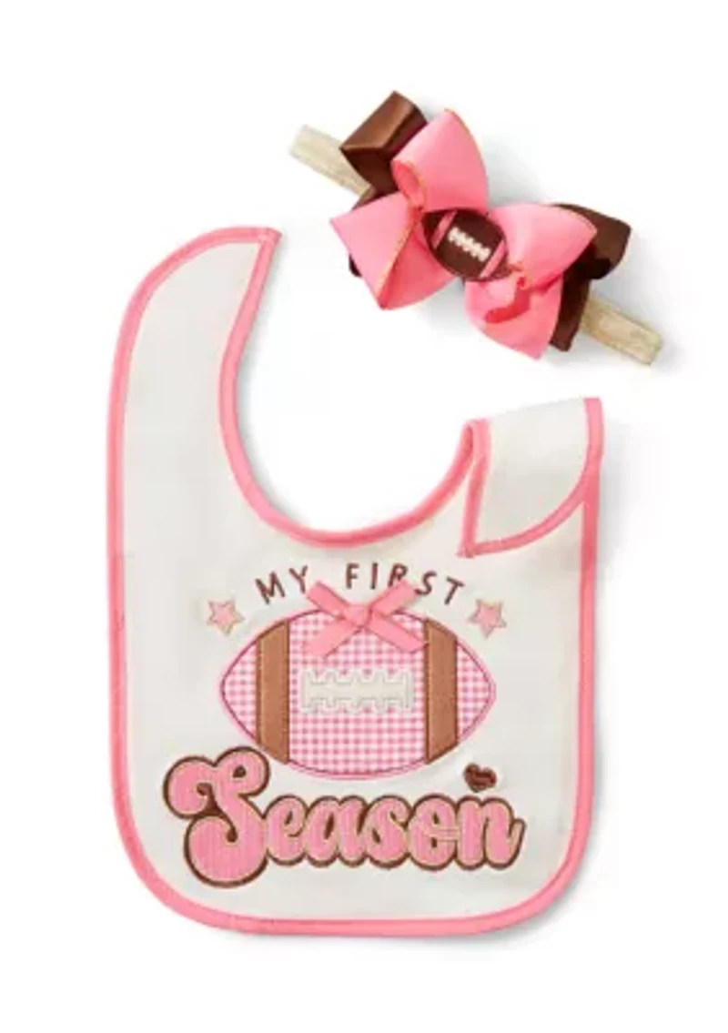 Baby Girls My 1st Season Bib and Hair Bow Set