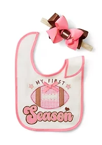 Baby Girls My 1st Season Bib and Hair Bow Set