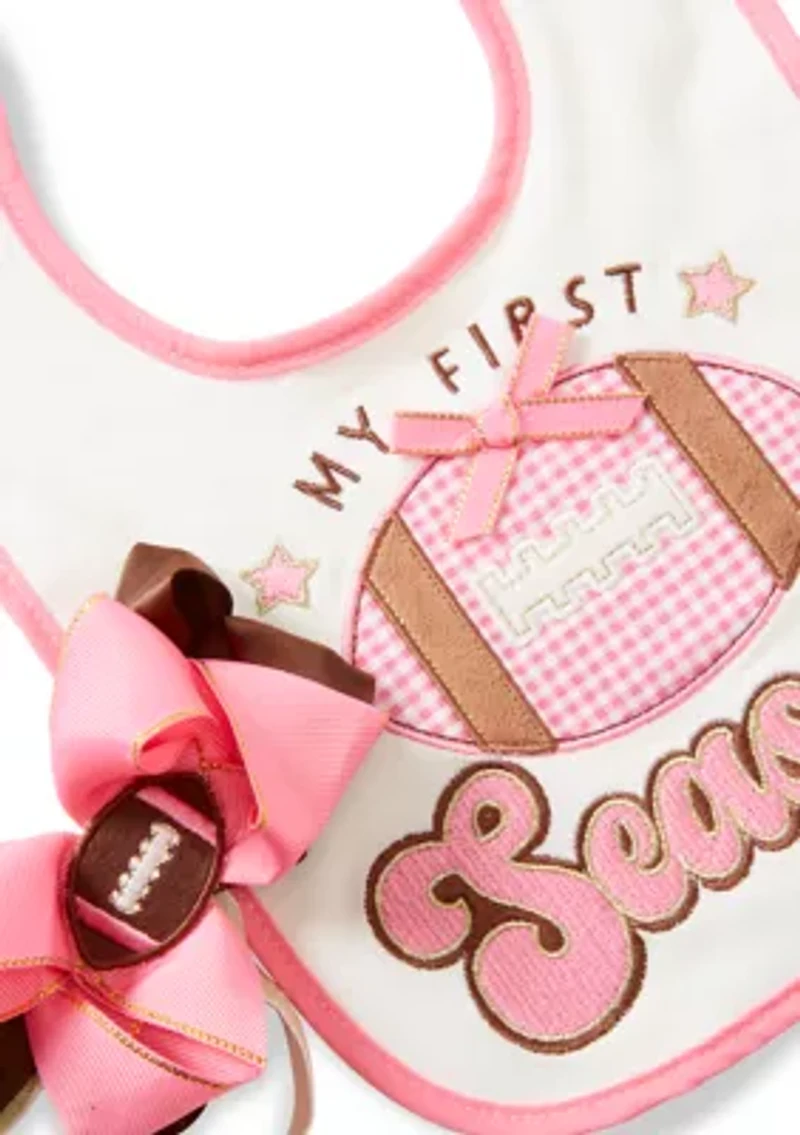 Baby Girls My 1st Season Bib and Hair Bow Set