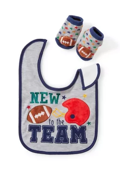 Baby "New To Team" Bib and Socks Set