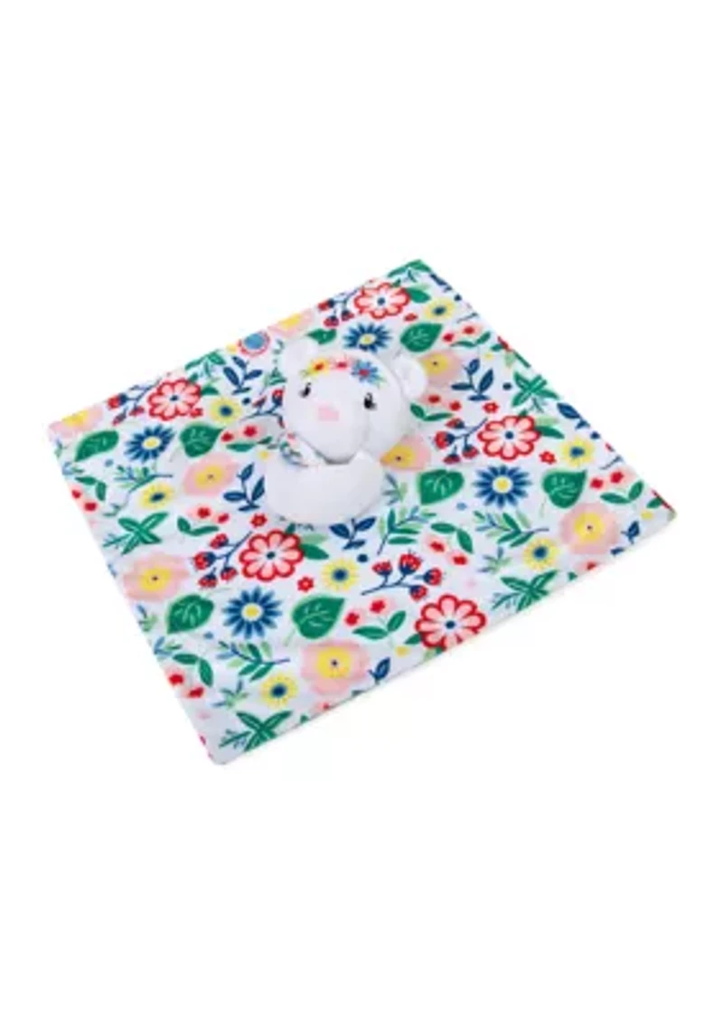 Floral Printed Bear Lovey Blanket