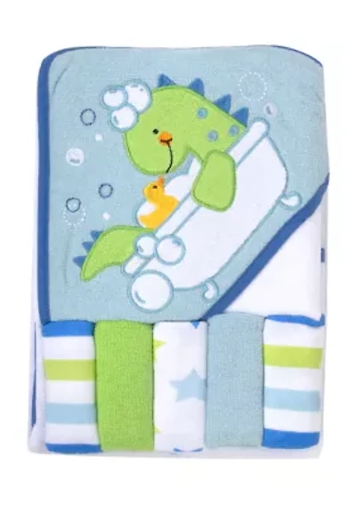 Baby Boys Hooded Towel and Washcloths 6 Piece Set