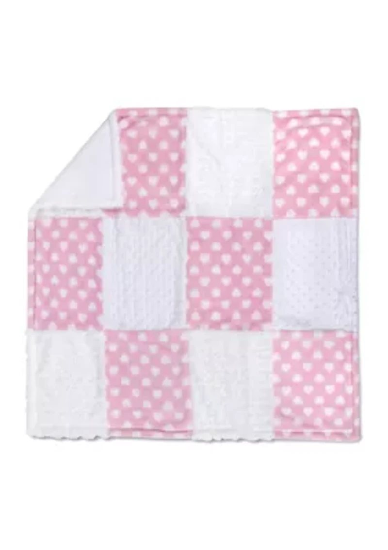 Baby Girls Pink Heart Blanket with Bunny Set 