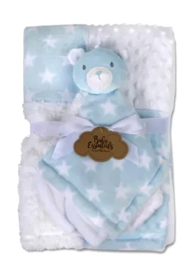 Baby Boys Blue Star Blanket with Bear