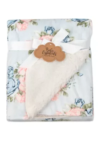 Baby Rose Print Sherpa Blanket 