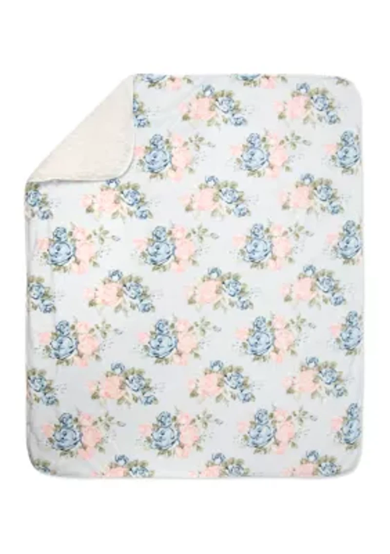 Baby Rose Print Sherpa Blanket 