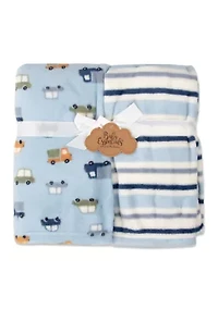 Baby 2-Pack Car and Stripe Blankets
