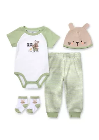 Baby Boys Bunny Top and Pants Set with Socks Hat