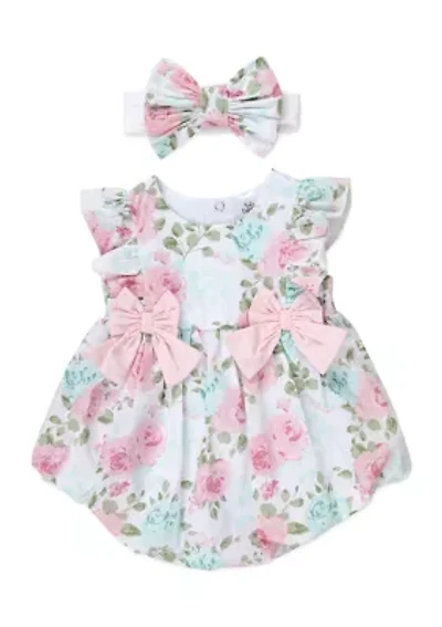 Baby Girls Floral Bubble Romper