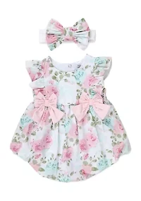 Baby Girls Floral Bubble Romper