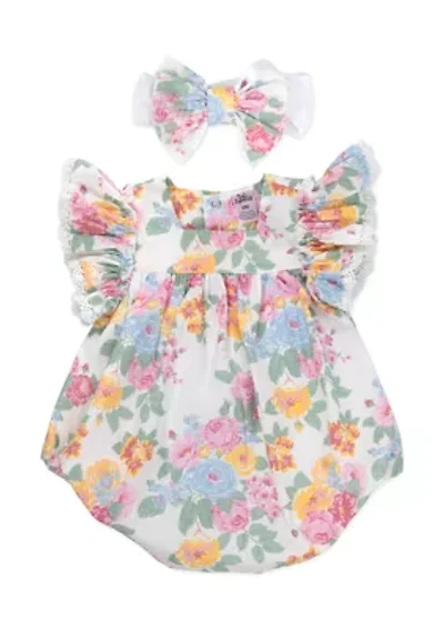 Baby Girls Floral Bubble Romper
