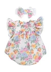 Baby Girls Floral Bubble Romper