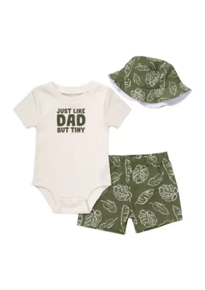 Baby Boys Onesie Shorts and Hat Set