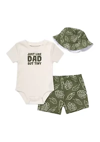 Baby Boys Onesie Shorts and Hat Set