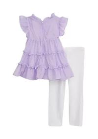 Toddler Girls Ruffle Clipdot Top and Leggings Set