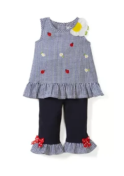 Toddler Girls Seersucker Ladybug Capri Set