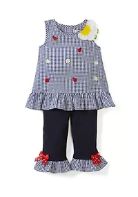 Toddler Girls Seersucker Ladybug Capri Set