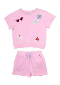 Toddler Girls French Terry Icons Set