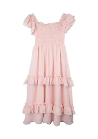 Toddler Girls Floral Printed Shirred Dress