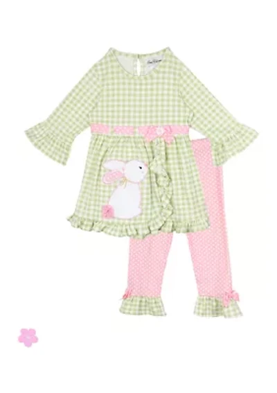 Toddler Girls Check Printed Knit Set