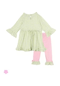 Toddler Girls Check Printed Knit Set