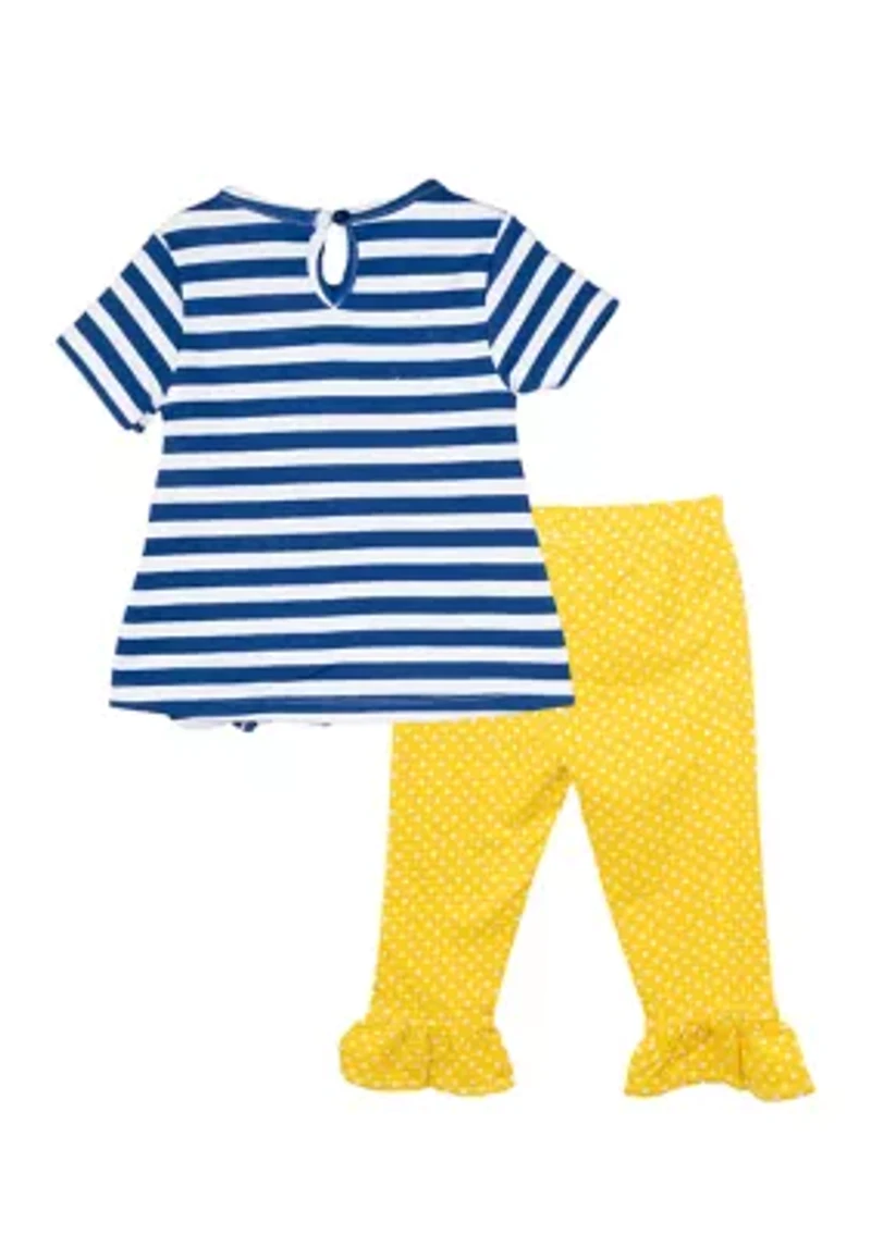 Toddler Girls Striped Jersey Top and Solid Pants Set