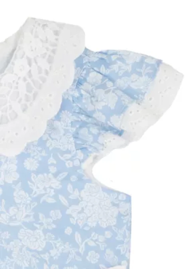 Toddler Girls Flared Sleeve Peter Pan Collar Dress