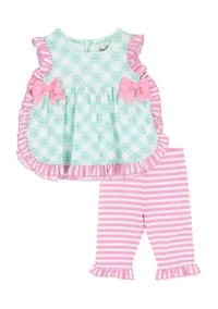 Toddler Girls Dot and Striped Legging Set