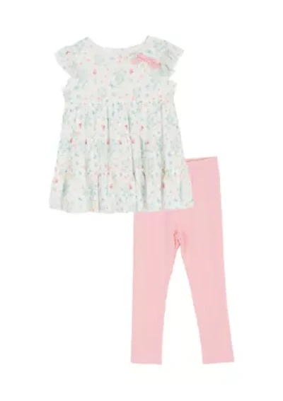 Toddler Girls 2 Piece Ruffle Shirt and Pants Set