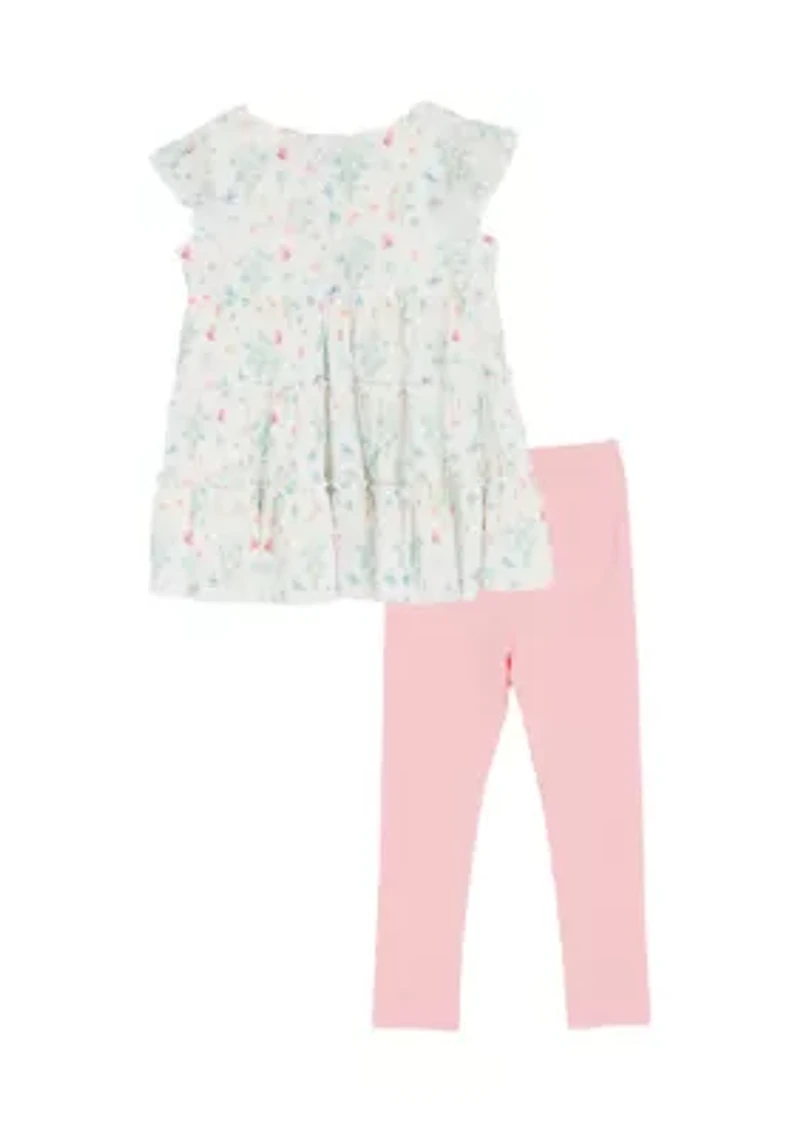 Toddler Girls 2 Piece Ruffle Shirt and Pants Set