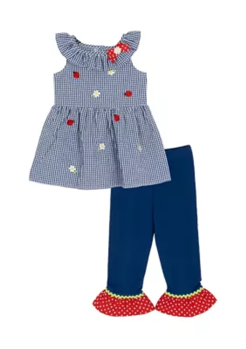 Toddler Girls Ladybug Seersucker Set