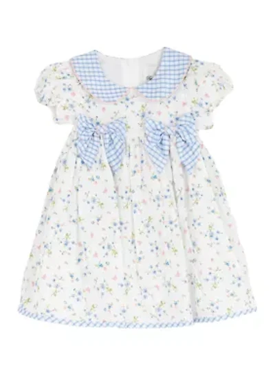 Toddler Girls Checkered Peter Pan Collar Flow Dress
