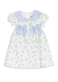 Toddler Girls Checkered Peter Pan Collar Flow Dress