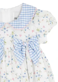 Toddler Girls Checkered Peter Pan Collar Flow Dress