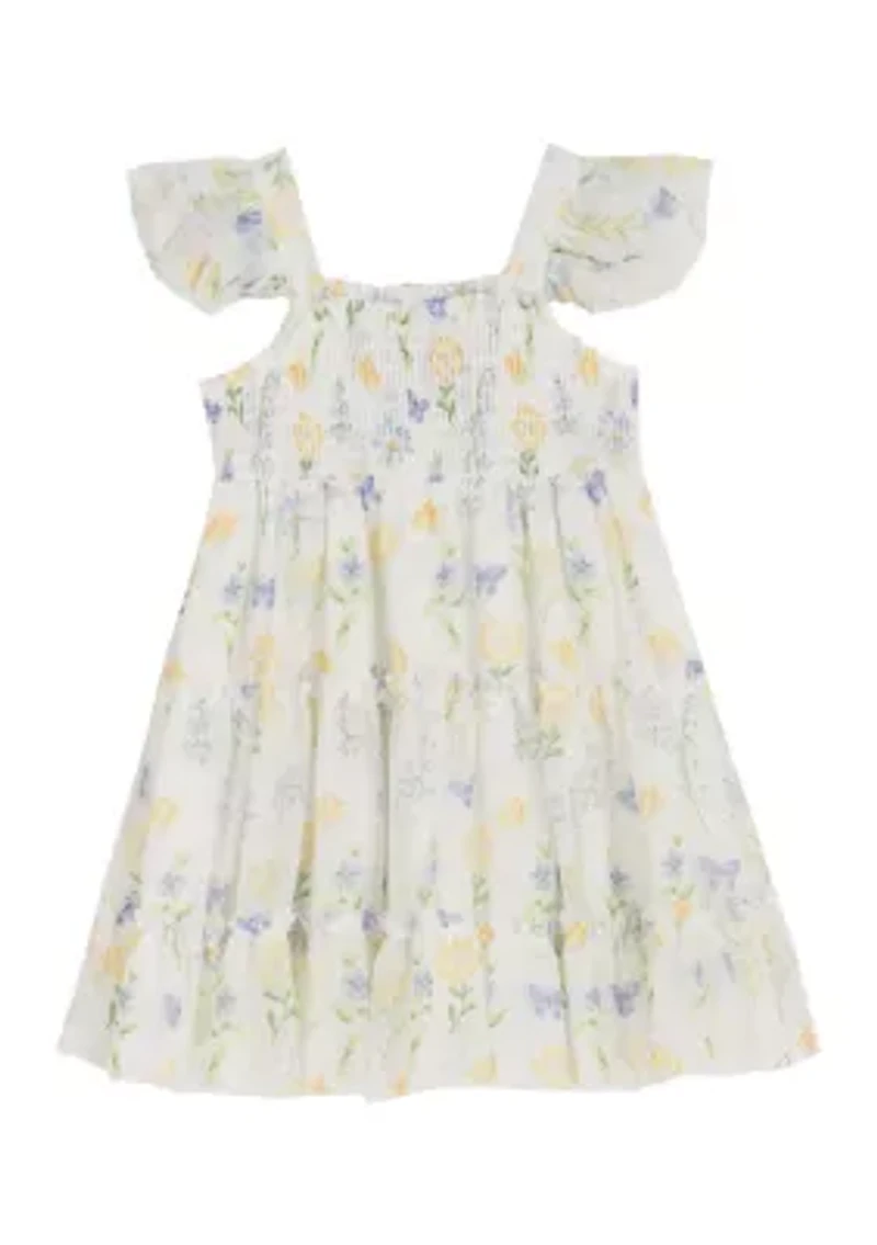 Toddler Girls Butterfly Floral Mesh Dress