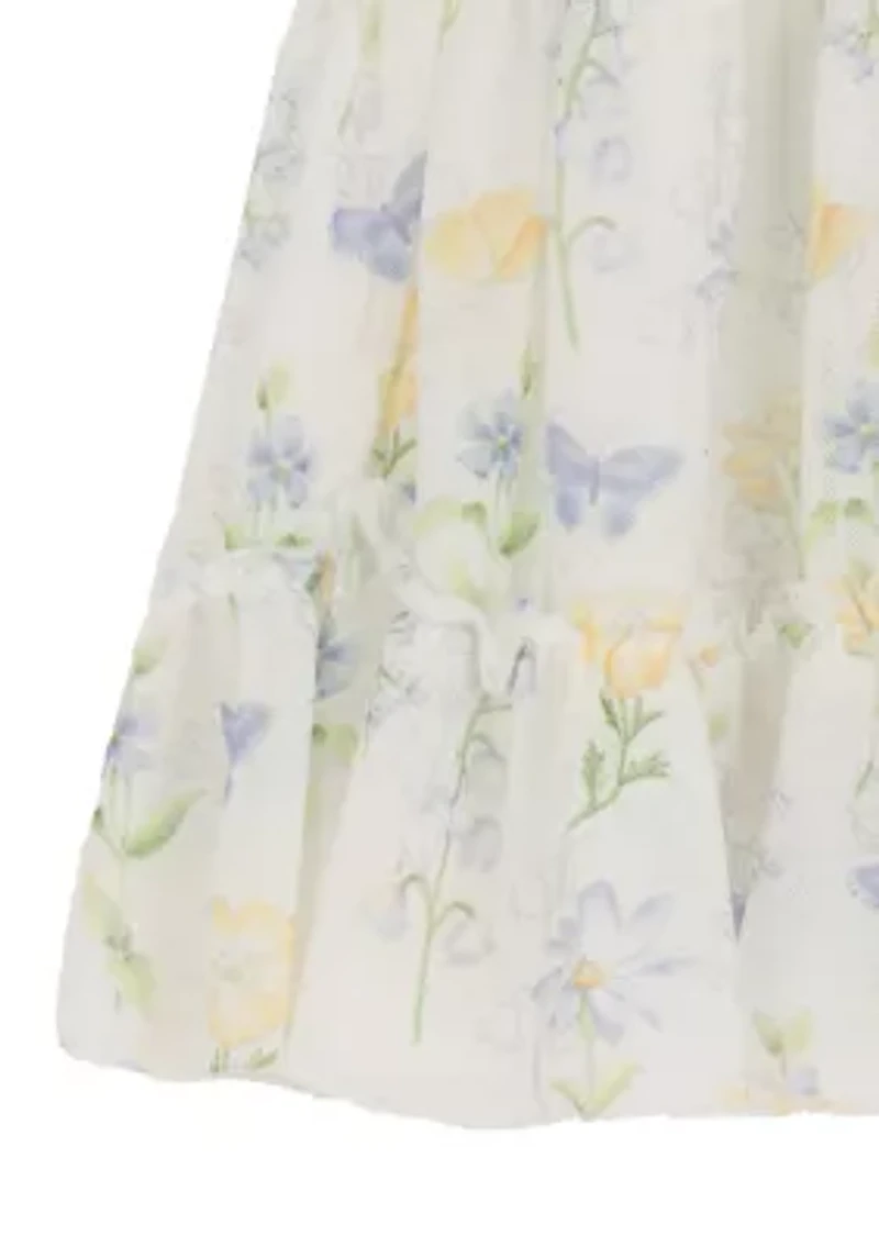Toddler Girls Butterfly Floral Mesh Dress