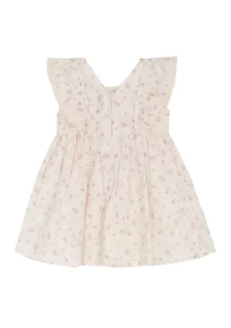 Toddler Girls Shirred Clip Dot Bow Dress