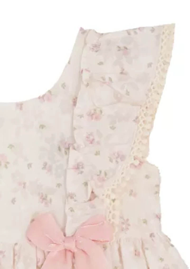 Toddler Girls Shirred Clip Dot Bow Dress