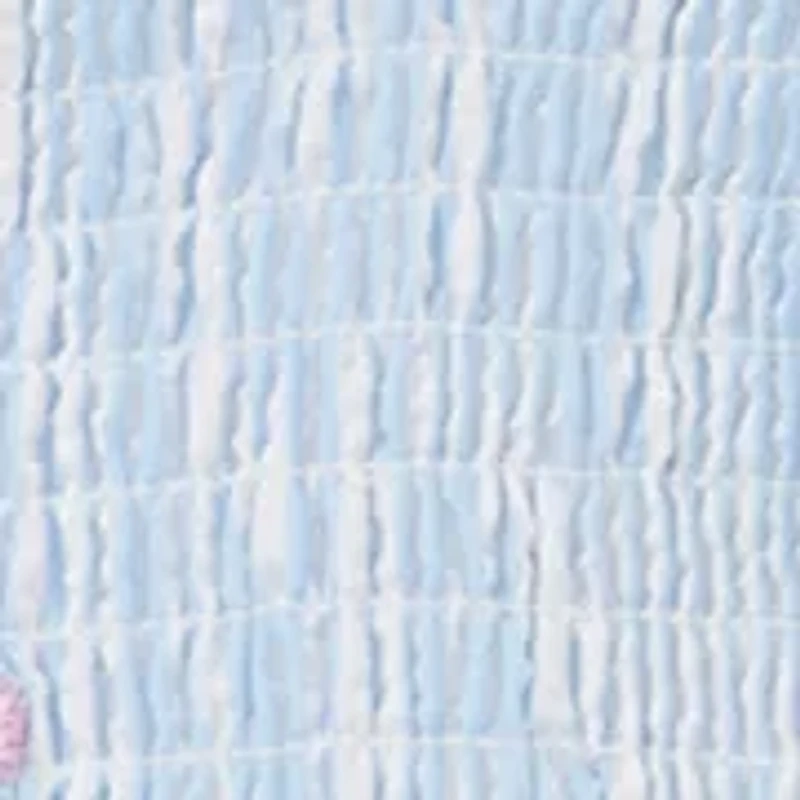 Toddler Girls Embroidery Seersucker Dress with Bag