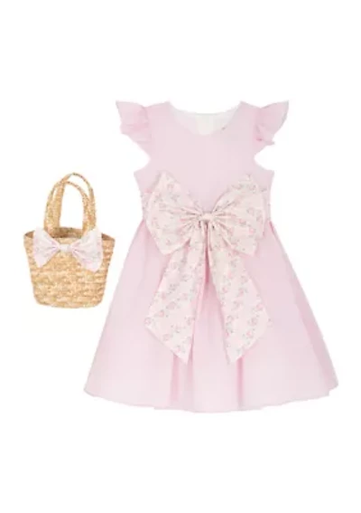 Toddler Girls Seersucker Flutter Sleeve Dress