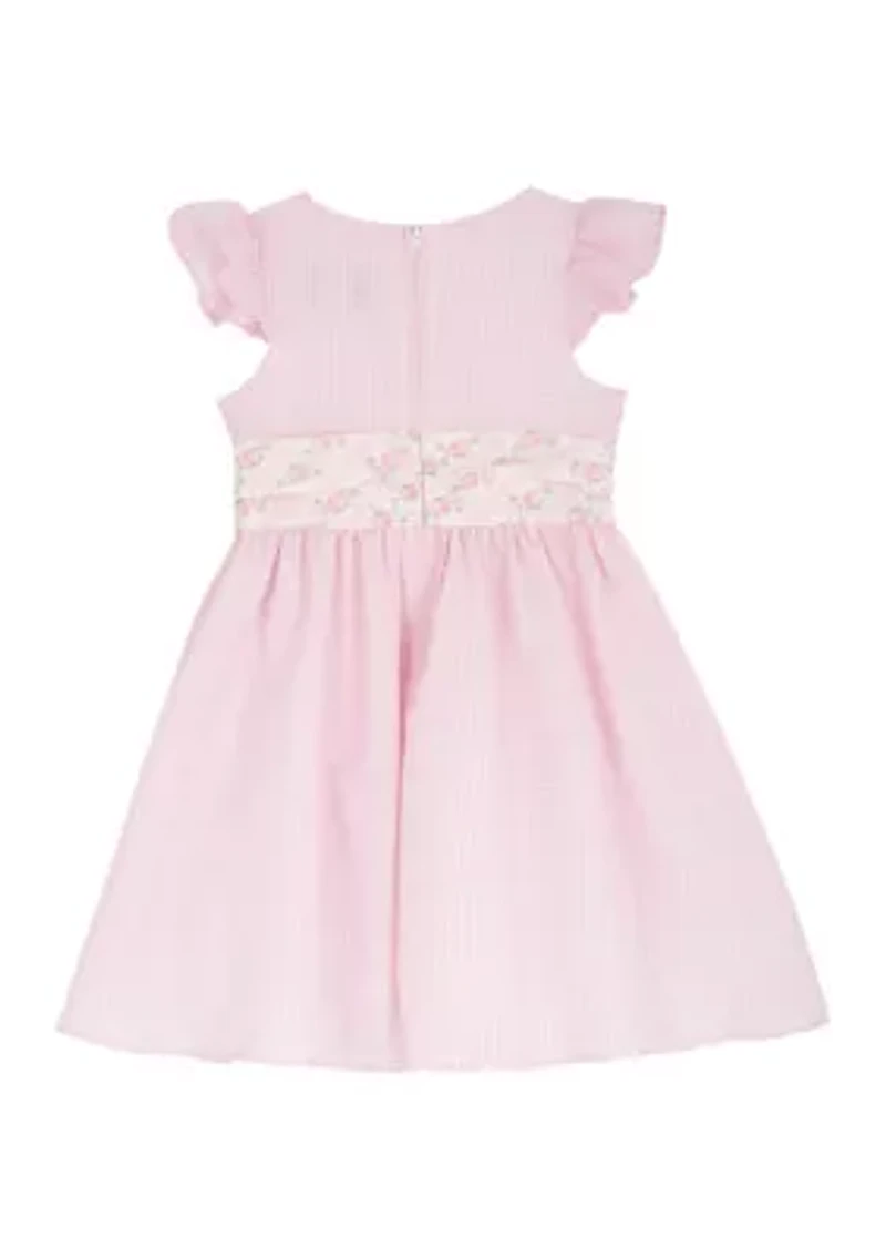 Toddler Girls Seersucker Flutter Sleeve Dress