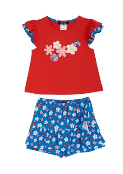 Toddler Girls Floral Applique Skort Set