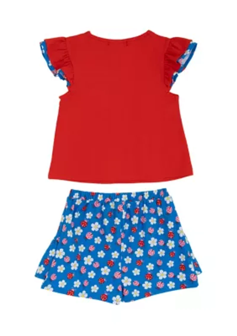 Toddler Girls Floral Applique Skort Set