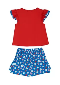 Toddler Girls Floral Applique Skort Set