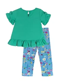 Baby Girls Ruffle Printed Legging Set