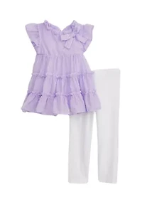 Baby Girls Ruffle Clipdot Top and Leggings Set