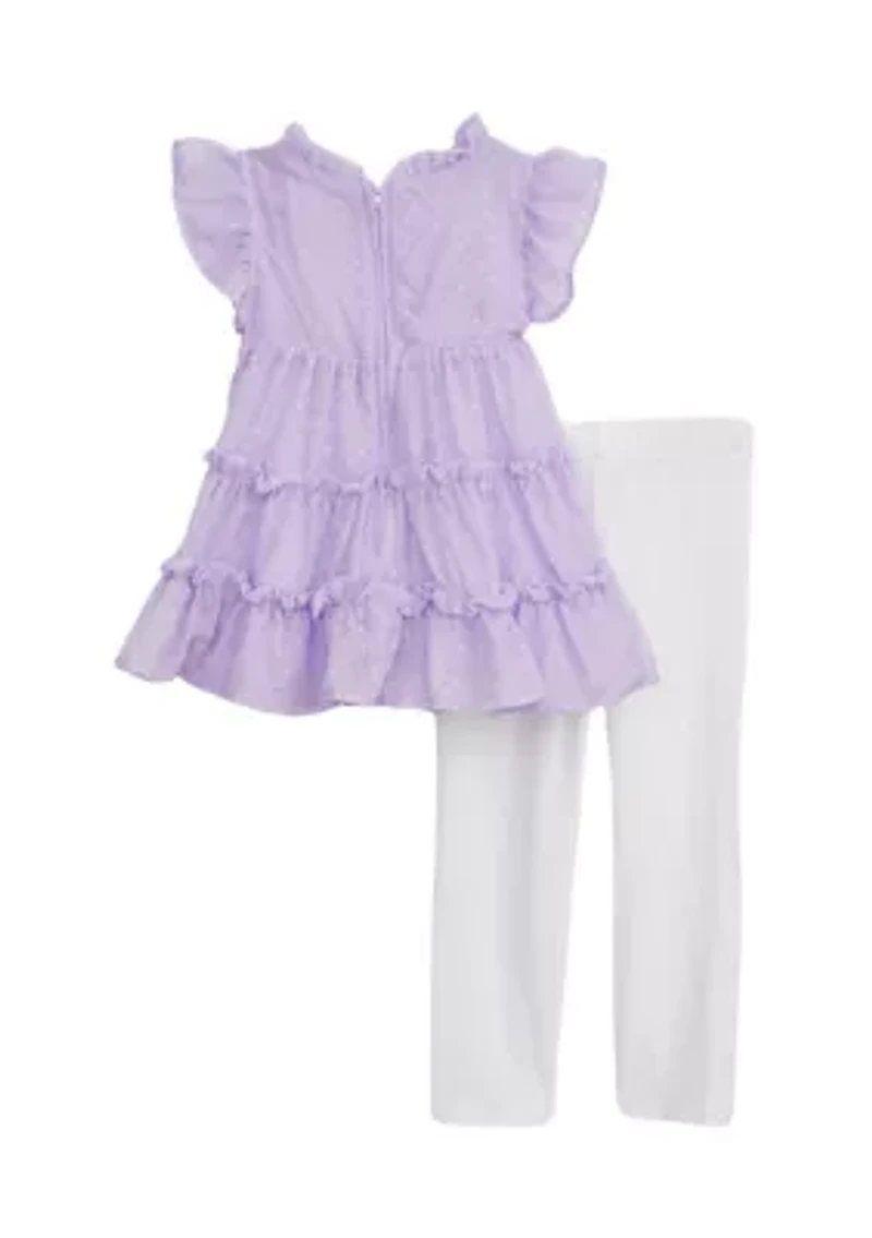 Baby Girls Ruffle Clipdot Top and Leggings Set