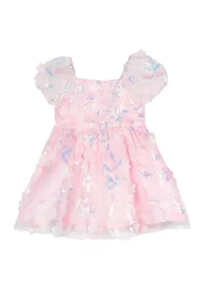Baby Girls 3D Flower Sequin Dress